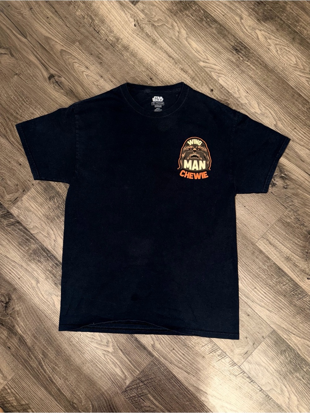 Star Wars Black Chewbacca 'Wing Man' Graphic Tee with Orange Accent